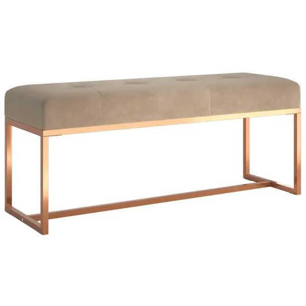 Beež sametist pink metallraamiga, 110 x 36 x 45 cm – 2