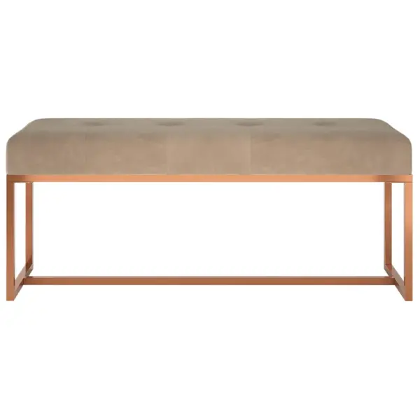 Beež sametist pink metallraamiga, 110 x 36 x 45 cm – 3