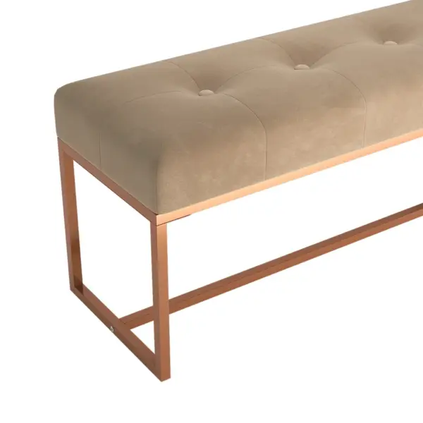 Beež sametist pink metallraamiga, 110 x 36 x 45 cm – 5