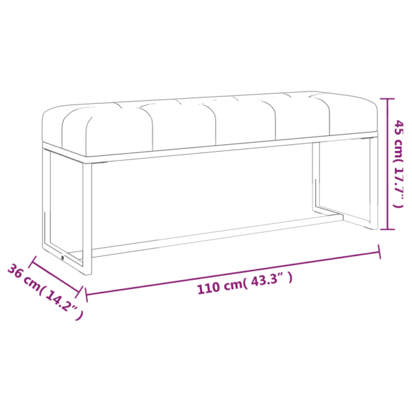 Beež sametist pink metallraamiga, 110 x 36 x 45 cm – 6