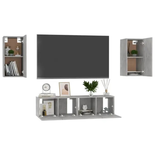 Seinale kinnitatav 4-osaline telerikappide komplekt, betoonhall, puitlaastplaat - 3