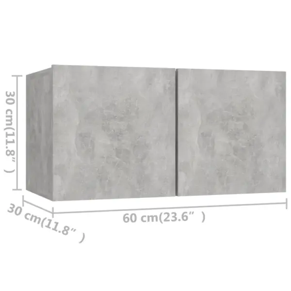 Seinale paigaldatav 6-osaline telerikappide komplekt, betoonhall puitlaastplaat, 4 x 30,5 x 30 x 30 cm ja 2 x 60 x 30 x 30 cm – 6