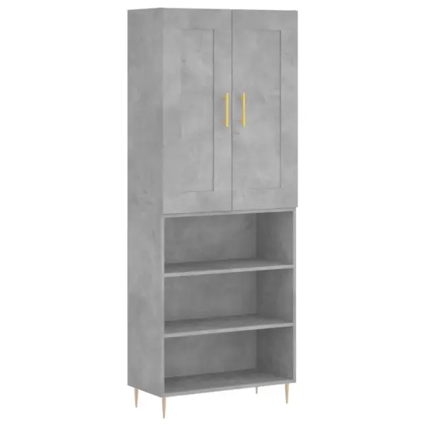Kõrge kapp avatud riiulitega, betoonhall, tehispuit ja metall, 69,5 x 34 x 180 cm - 2