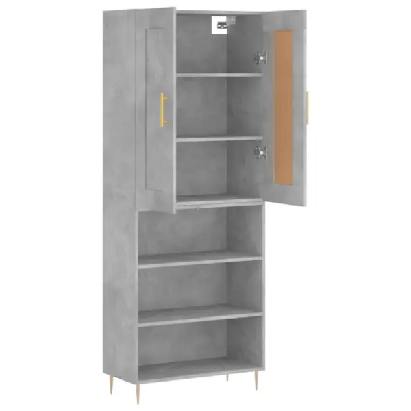 Kõrge kapp avatud riiulitega, betoonhall, tehispuit ja metall, 69,5 x 34 x 180 cm - 4
