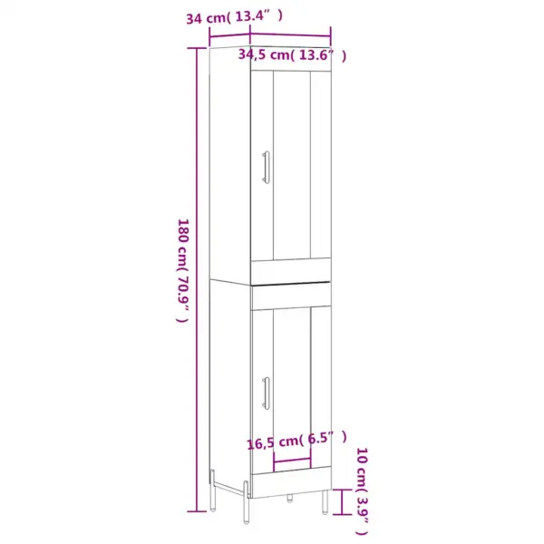 Kõrge klaasuksega kapp, betoonhall tehispuit, metalljalgadel, 34,5 x 34 x 180 cm – 13