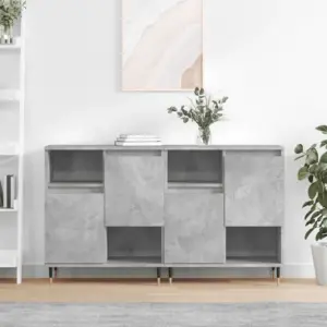 Betoonhall puhvetkapp, 2 tk, tehispuit ja metall, 120 x 35 x 70 cm