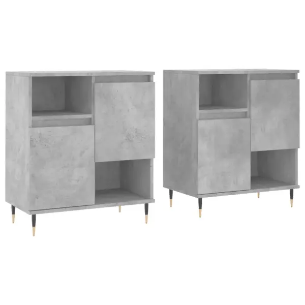 Betoonhall puhvetkapp, 2 tk, tehispuit ja metall, 120 x 35 x 70 cm - 2