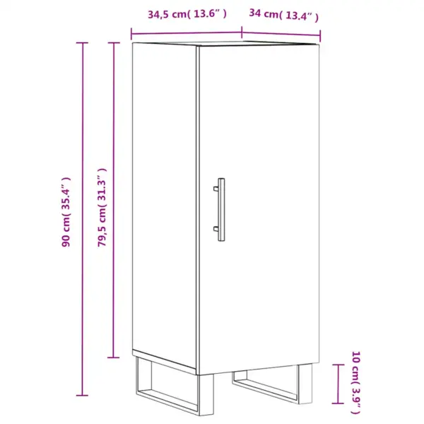 Puhvetkapp ukse ja metalljalgadega, betoonhall tehispuit, 34,5 x 34 x 90 cm – 13