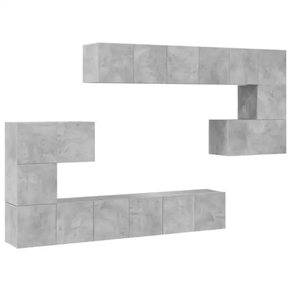 10-osaline seinale kinnitatavate telerikappide komplekt, betoonhall tehispuit – 2