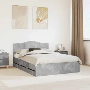 6 sahtliga voodiraam peatsiga, betoonhall insenerpuit, 150 x 200 cm