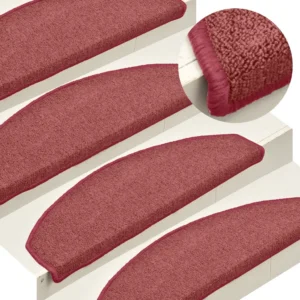 Poolringikujulised trepimatid kahepoolse teibiga, bordoopunane, 15 tk, 65 x 24 x 4 cm, 100% tepitud PP