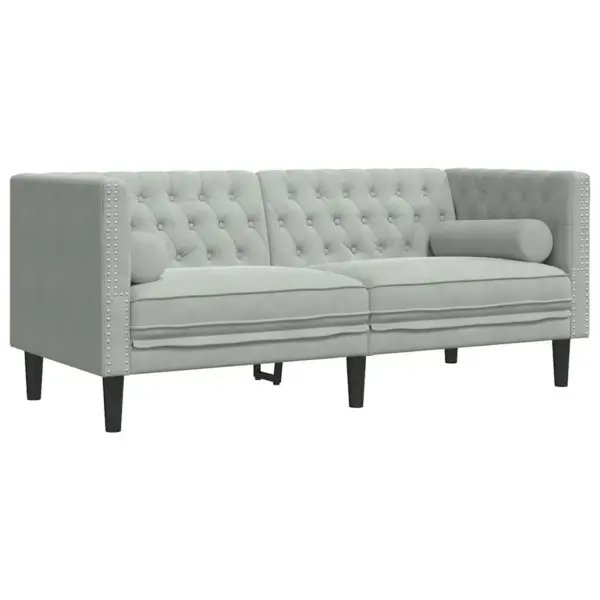 Helehall Chesterfield sametdiivan nööpidega seljatoega, 174 x 74,5 x 70,5 cm – 2