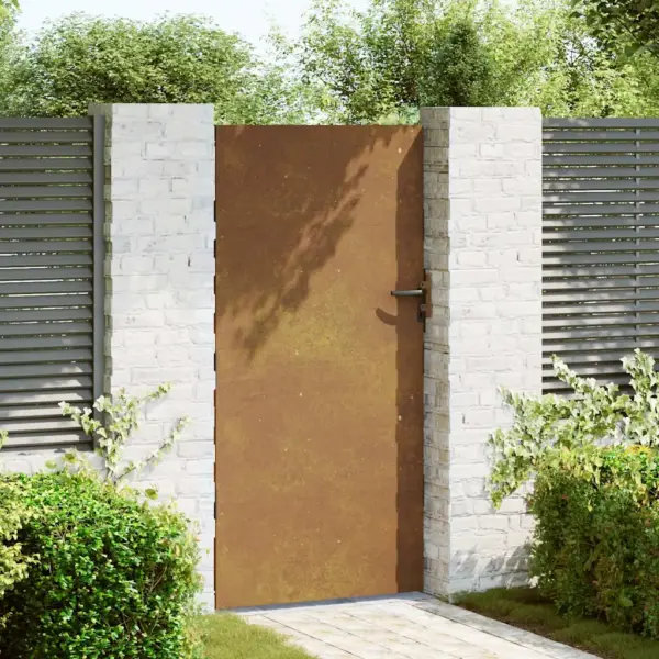 Täisprivaatsusega corten-terasest aiavärav, 85 x 175 cm, roostes toon - 3