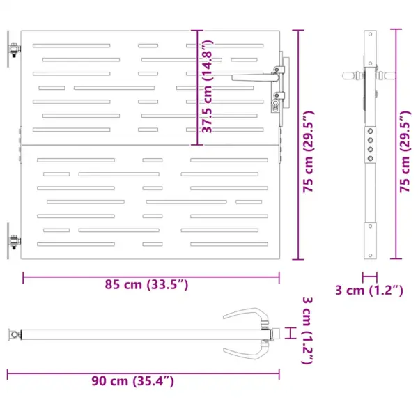 Corten-terasest aiavärav laserlõikega, roostes toonis, 85 x 75 cm – 11