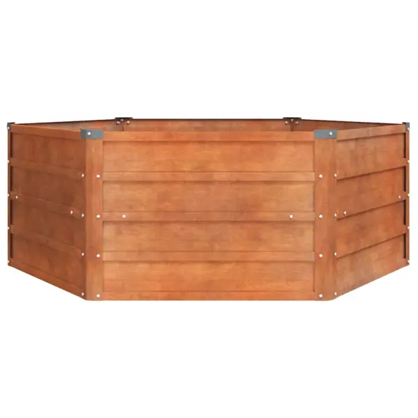 Kuusnurkne taimekast, roostevärvi Corten-teras, 129 x 129 x 45 cm – 4