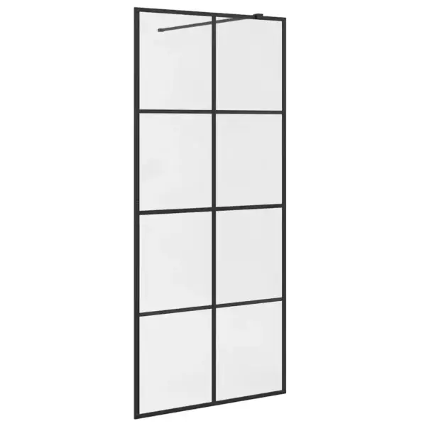 Dušinurga sein läbipaistvast ESG-klaasist, must alumiiniumraam, 90 x 195 cm – 2