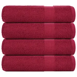 Duširätikud FROGN, 4 tk, bordoopunane, 100% puuvill, 70 x 140 cm, 360 g/m²