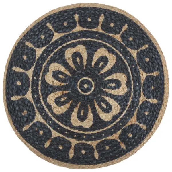 Käsitsi kootud džuudist tumba sinise mustriga, 45 x 30 cm – 2