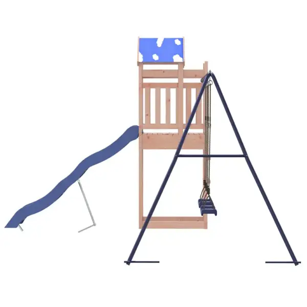 Ebatsuugapuidust õuemänguväljak liumäe ja kahekohalise kiigega, sinine, 307,5 x 350 x 239 cm – 6