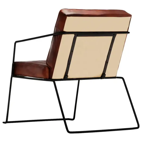 Ehtsast nahast tugitool, tumepruun, musta terasraamiga, 52 x 70 x 71 cm – 3