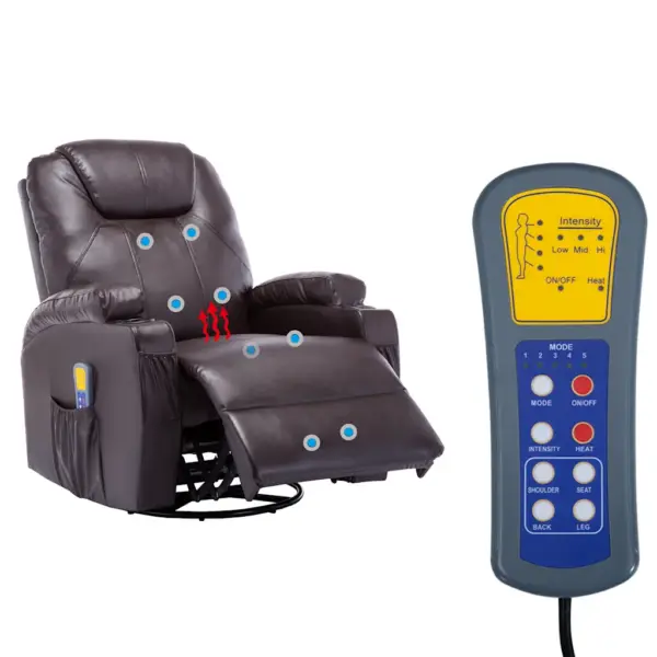 Elektriline pruun massaažitool kiik- ja pöördfunktsiooniga, kunstnahk – 12