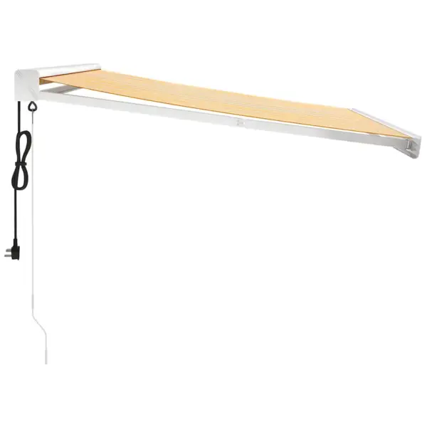 Elektriline sissetõmmatav terrassivarikatus, kollase-valge triibuline, 3 x 2,5 m, alumiiniumraam – 4