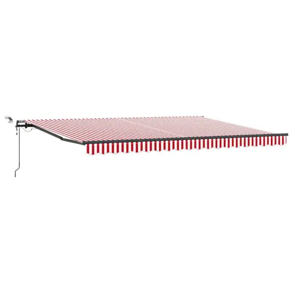 Elektriline sissetõmmatav terrassimarkiis puldiga, punase-valge triibuline polüester, 450 x 350 cm – 2