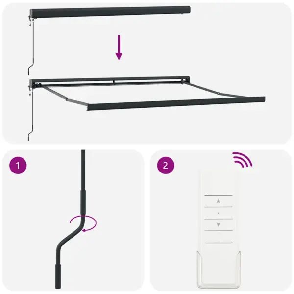 Elektriline sissetõmmatav terrassivarikatus kaugjuhtimispuldiga, oranž-pruun, PU-kattega polüester, must alumiiniumraam, 3,5 x 2,5 m – 8