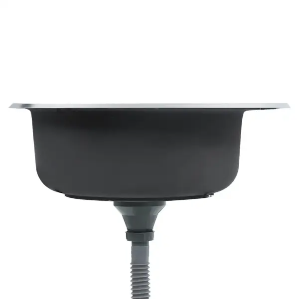 Eriti sügav ümmargune köögivalamu sõela ja haisulukuga, harjatud roostevaba teras, hõbedane, 48 x 16 cm – 4