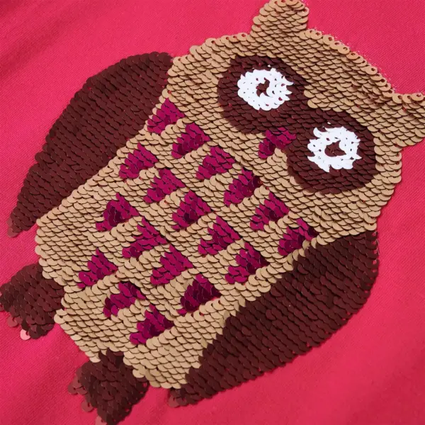 Erkroosa pikkade varrukatega lastesärk öökullikujundusega, suurus 92 – 4