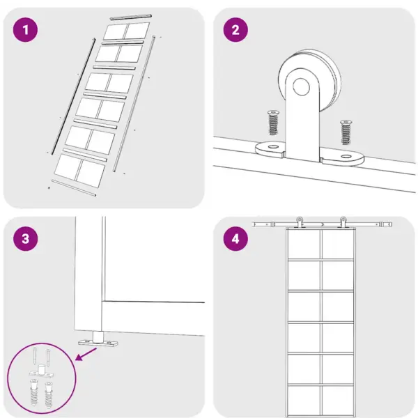 ESG-klaasist liuguks musta alumiiniumraamiga, läbipaistev ja must, 76 x 205 cm – 6