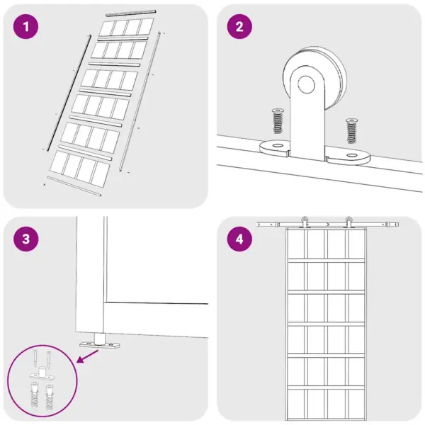 ESG-klaasist liuguks musta alumiiniumraamiga, 90 x 205 cm – 6