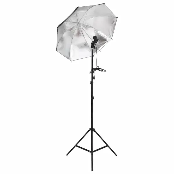 Fotostuudio valgustuskomplekt vihmavarjudega, 3 LED-lampi, must taust 600 x 300 cm, statiivid ja kandekotid – 4