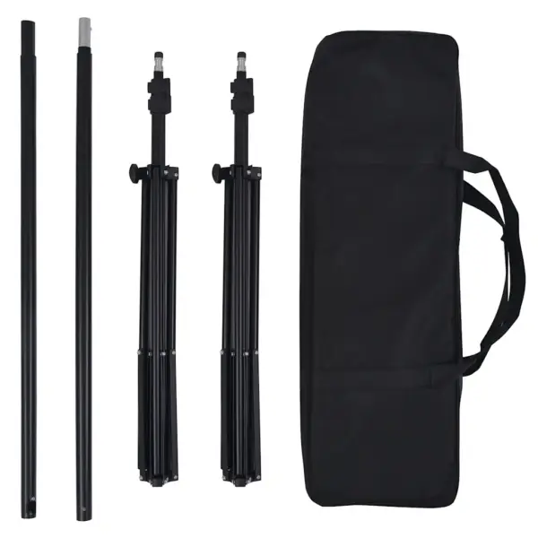 Fotostuudio valgustuskomplekt vihmavarjude, taustasüsteemi ja reflektoritega, 3 LED-lampi, 5 tausta, statiivid ja kandekotid – 9