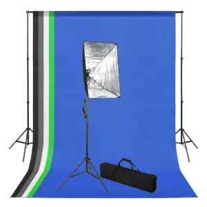 Fotostuudiokomplekt softbox-valgustuse ja 5 taustaga, 1,6 x 3 m