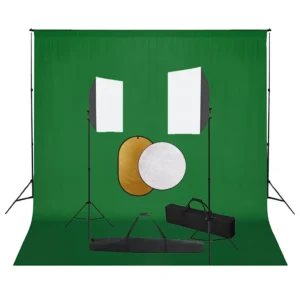 Fotostuudiokomplekt softbox-valgustuse, rohelise tausta ja reflektoritega, 300 x 300 cm