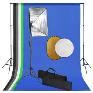 Fotostuudiokomplekt softboxi, 5 tausta ja reflektoritega, 1,6 x 3 m taust, 60 x 40 cm softbox