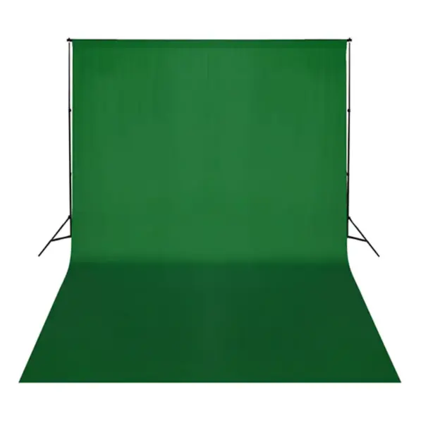 Fotostuudiokomplekt LED-valgustite, vihmavarjude ja rohelise taustaga 500 x 300 cm – 12