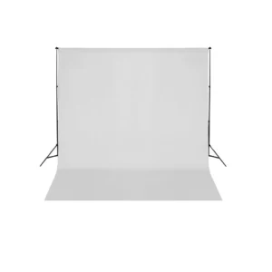 Fototausta tugisüsteem valge puuvillase lõuendiga, 600 x 300 cm, alumiinium, reguleeritava kõrguse ja laiusega