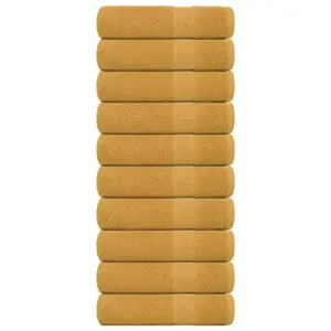 FROGN puuvillased duširätikud, 10 tk komplekt, kuldne, 70 x 140 cm, 360 g/m²