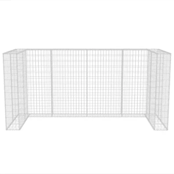 Gabioonist ümbris kolmele ratastega prügikastile, hõbedane tsingitud teras, 250 x 100 x 120 cm – 7