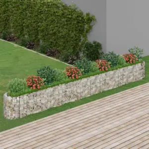 Gabioon-taimelava tsingitud rauast, hõbedane, 470 x 50 x 50 cm