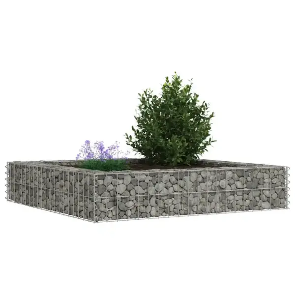 Gabioon-taimelava lillepeenra piiramiseks, tsingitud teras, hõbedane, 100 x 100 x 20 cm – 4