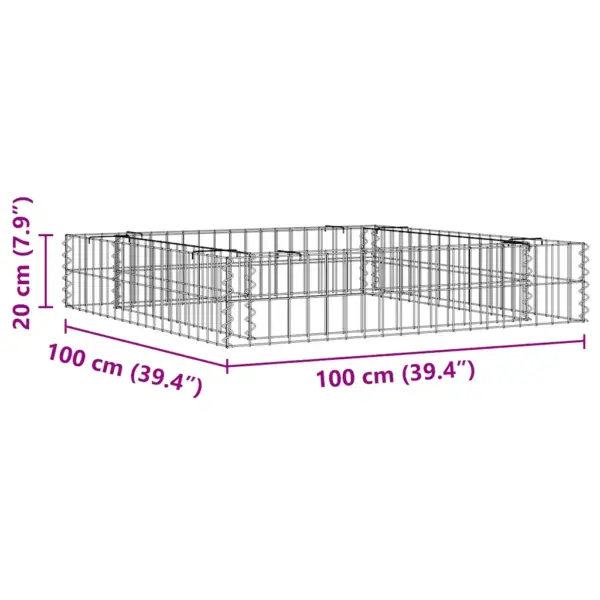 Gabioon-taimelava lillepeenra piiramiseks, tsingitud teras, hõbedane, 100 x 100 x 20 cm – 9