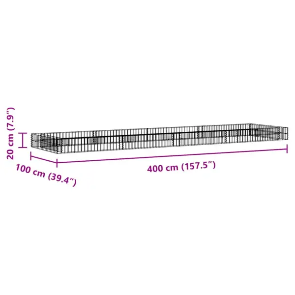 Gabioon-taimelava tsingitud terasest, hõbedane, 400 x 100 x 20 cm – 9