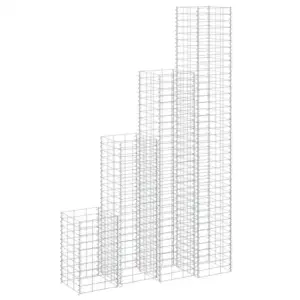 Gabioon-taimelavade komplekt, 4 tk, hõbedane raud, 30 x 30 x 50–200 cm
