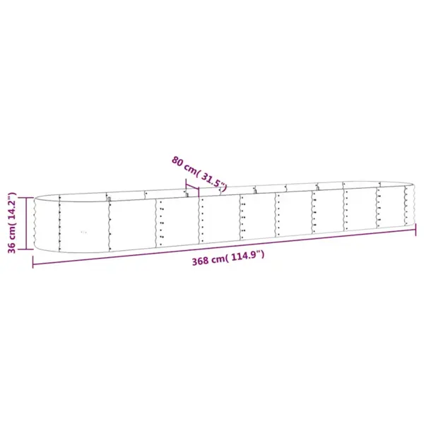 Aia taimelava, galvaniseeritud teras, antratsiithall, 368 x 80 x 36 cm – 6