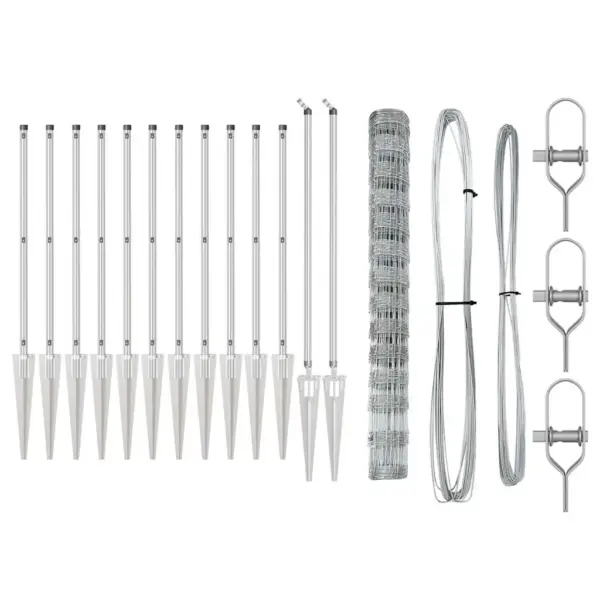 Galvaniseeritud terasest aiapostide ja võrkaia komplekt, 50 x 1,4 m – 5