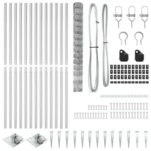 Galvaniseeritud terasest aiapostide ja võrkaia komplekt, 50 x 1,4 m – 6