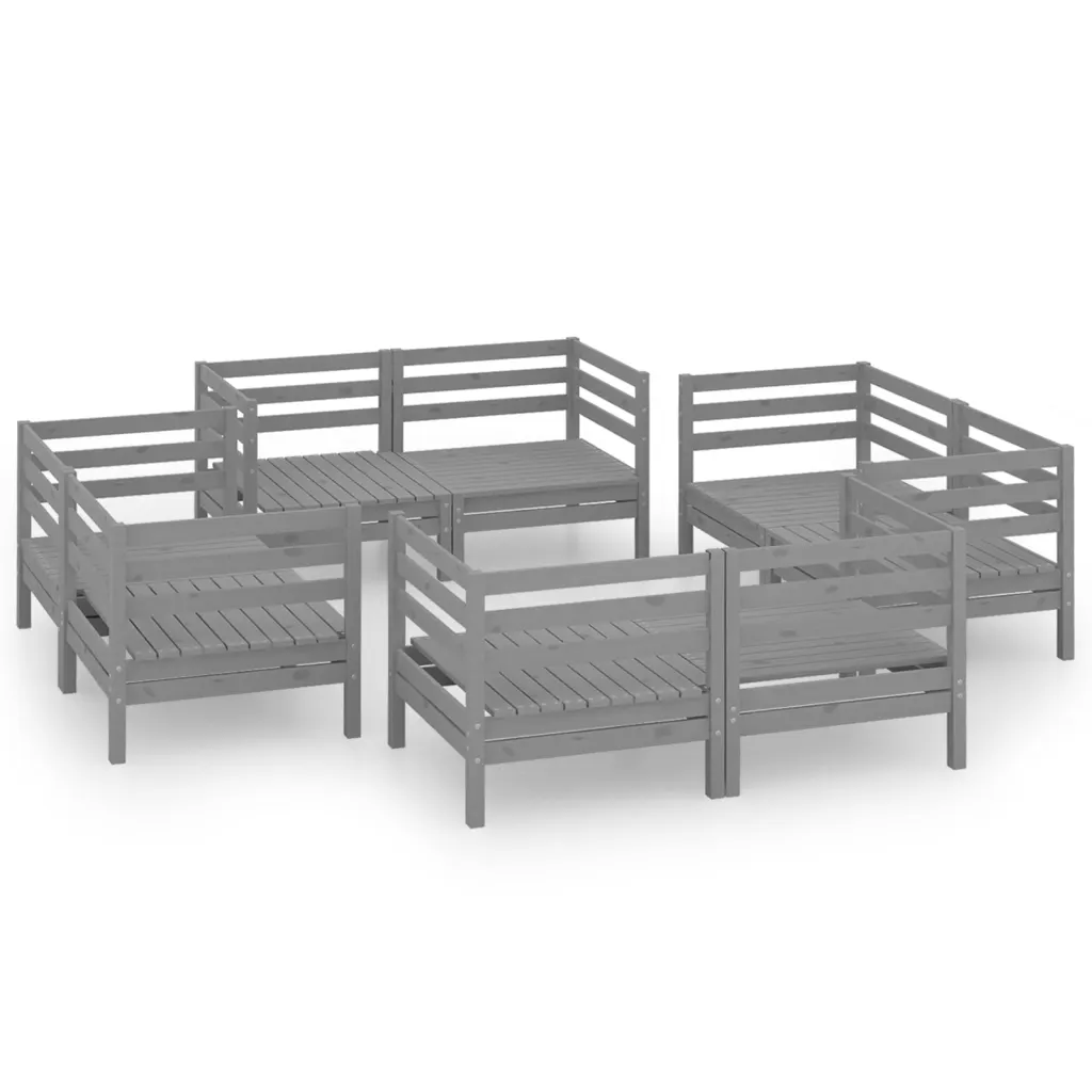 8-osaline modulaarne aiadiivanikomplekt, hall männipuidust nurgadiivanid